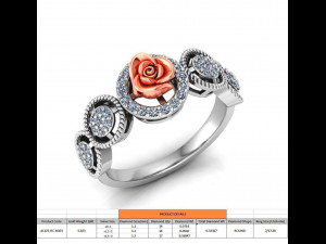 ring rose flower with stones 03 Modello 3D