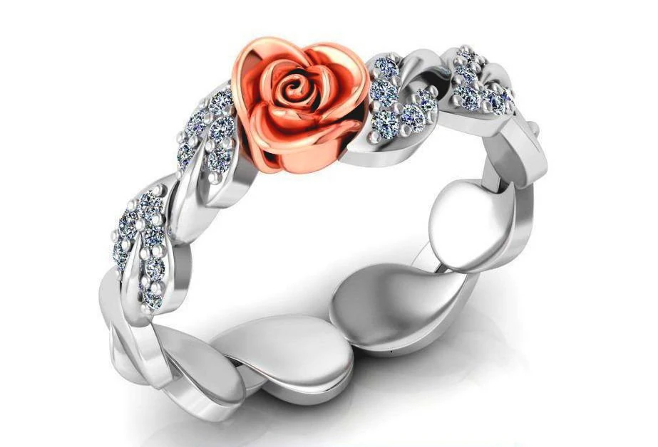 ring rose flower with stones 04 3D Model .c4d .max .obj .3ds .fbx .stl .blend 