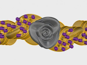 ring rose flower with stones 04 3D Model