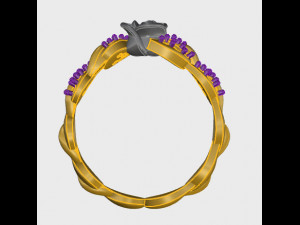 ring rose flower with stones 04 3Dモデル