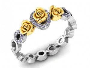 ring rose flower with stones 05 Modelo 3D