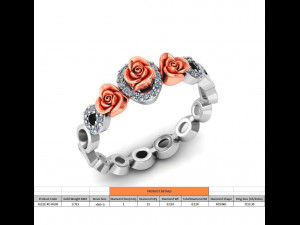 ring rose flower with stones 05 Modelo 3D