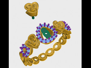 ring rose flower with stones 05 Modelo 3D