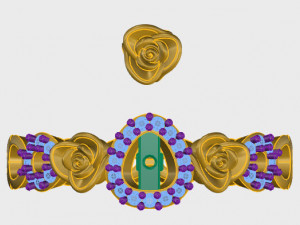 ring rose flower with stones 05 Modelo 3D