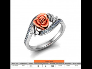 ring rose flower with stones 06 Modello 3D