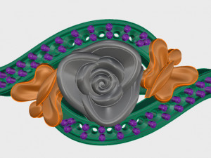 ring rose flower with stones 06 Modello 3D