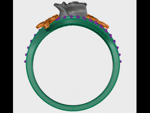 ring rose flower with stones 06 Modello 3D