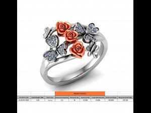ring rose flower with stones 07 3D-Modell