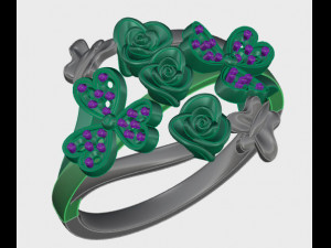 ring rose flower with stones 07 3D-Modell