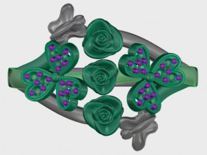 ring rose flower with stones 07 3D-Modell