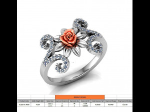 ring rose flower with stones 08 Model 3D
