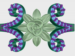 ring rose flower with stones 08 Model 3D