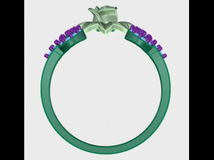 ring rose flower with stones 08 Model 3D