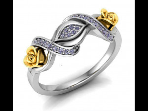 ring rose flower with stones 09 3D मॉडल