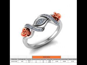 ring rose flower with stones 09 3D मॉडल