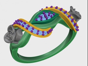 ring rose flower with stones 09 3D मॉडल