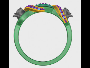 ring rose flower with stones 09 3D मॉडल