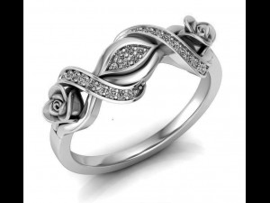 ring rose flower with stones 09 3D मॉडल