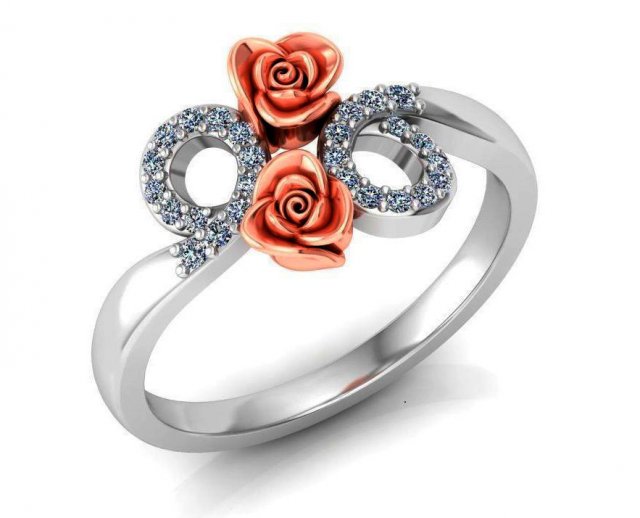 ring rose flower with stones 10 3Dモデル .c4d .max .obj .3ds .fbx .stl .blend 
