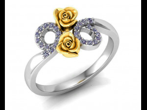 ring rose flower with stones 10 3Dモデル