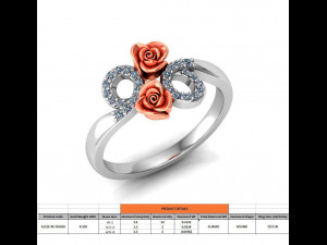 ring rose flower with stones 10 3Dモデル