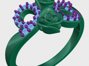 ring rose flower with stones 10 3Dモデル