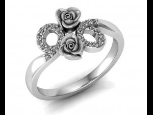 ring rose flower with stones 10 3Dモデル