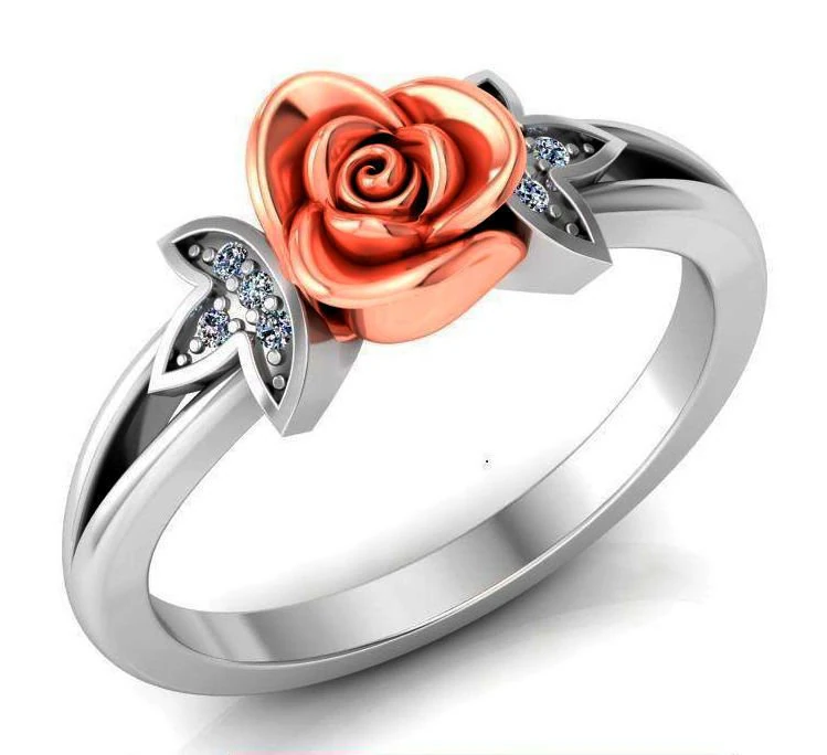 ring rose flower with stones 11 3D Model .c4d .max .obj .3ds .fbx .stl .blend 