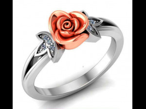 ring rose flower with stones 11 3D-Modell