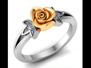 ring rose flower with stones 11 3D Model