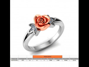 ring rose flower with stones 11 3D 모델