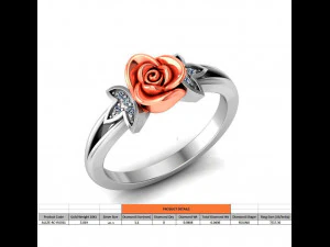 ring rose flower with stones 11 3D Model