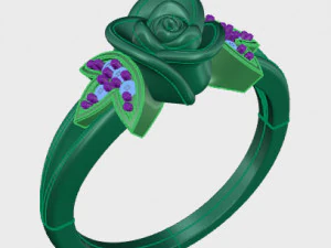 ring rose flower with stones 11 3D Model