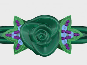 ring rose flower with stones 11 3D Model