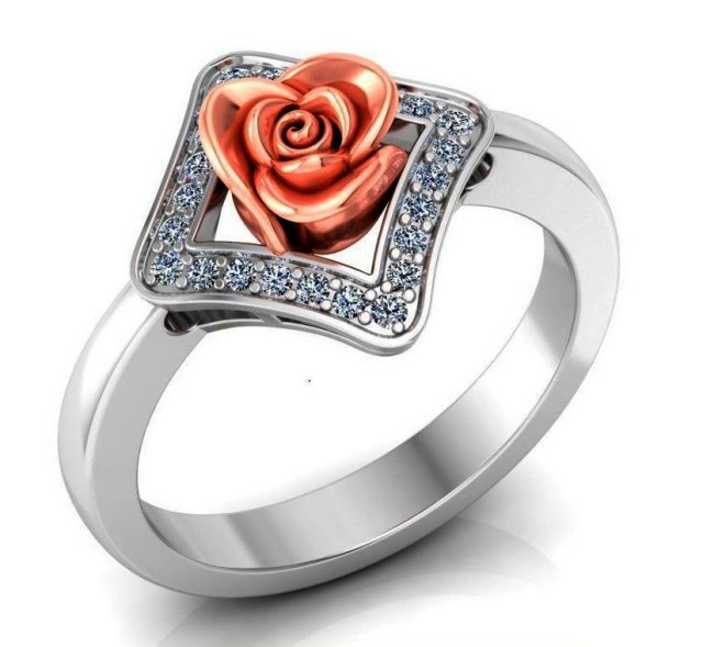 ring rose flower with stones 12 3Dモデル .c4d .max .obj .3ds .fbx .stl .blend