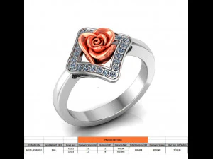 ring rose flower with stones 12 3D Model