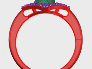 ring rose flower with stones 12 3D Model
