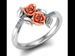 bunga mawar cincin dengan batu 13 Model 3D