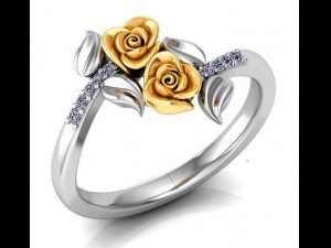 ring rose flower with stones 13 3D Model