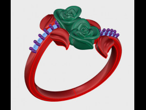 ring rose flower with stones 13 3D Model