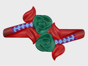 ring rose flower with stones 13 3D Model