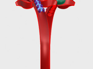 ring rose flower with stones 13 3D Model