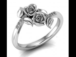 ring rose flower with stones 13 3D Model