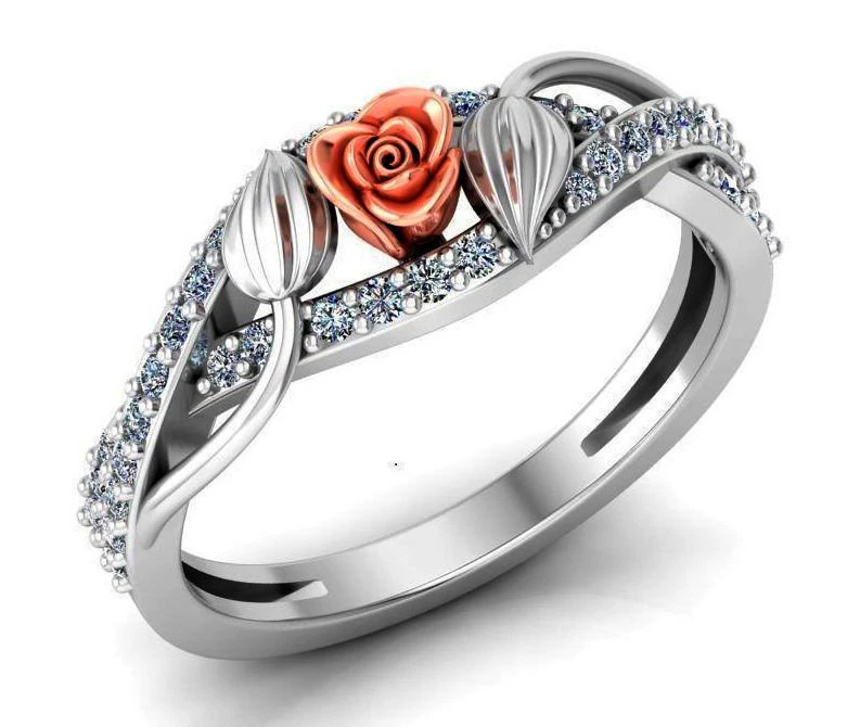 ring rose flower with stones 14 3D Model .c4d .max .obj .3ds .fbx .stl .blend 