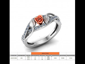 ring rose flower with stones 14 3D Model