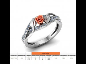 ring rose flower with stones 14 3D Model