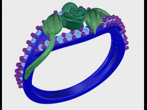 ring rose flower with stones 14 3D Model
