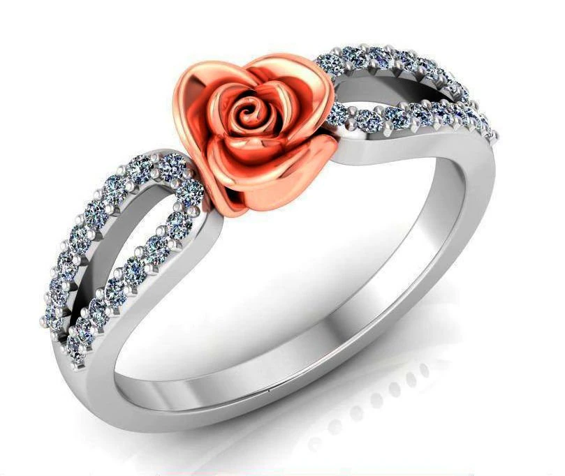 ring rose flower with stones 15 3D Model .c4d .max .obj .3ds .fbx .stl .blend 