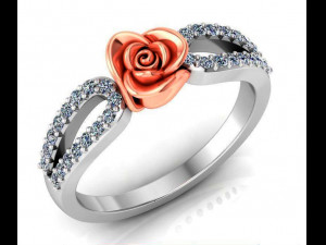 ring rose flower with stones 15 3D-Modell