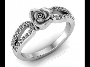 ring rose flower with stones 15 Model 3D